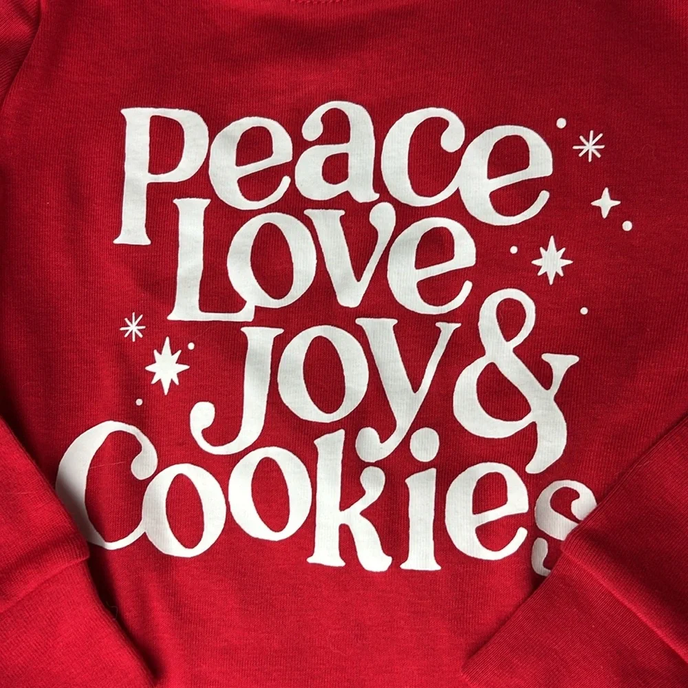 NWT Christmas long sleeve tee for kids ribbed cuff sleeve